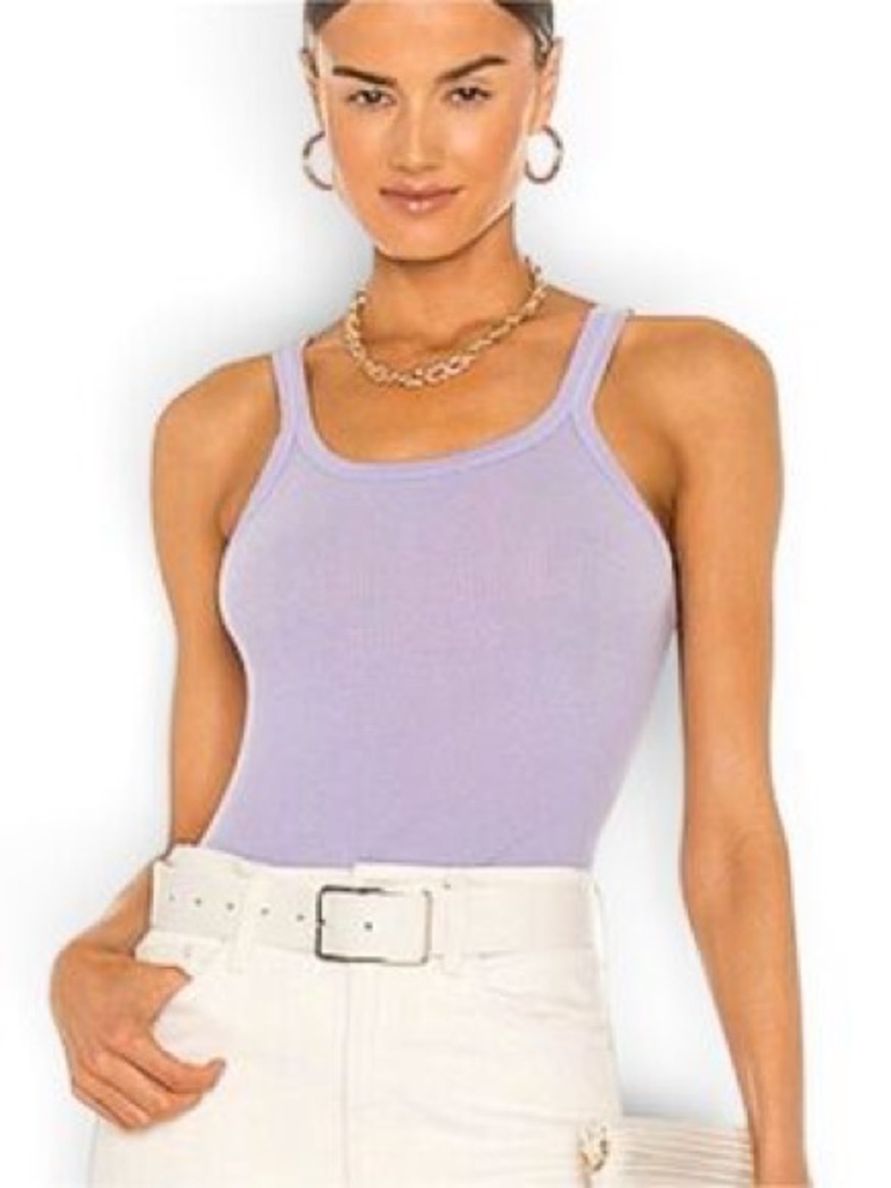 Re/Done x Hanes Lavender Ribbed Square-Neck Tank